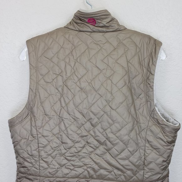 Mountain Hardwear Tan/White Fleece Quilted Reversible Full Zip Winter Vest L - Picture 14 of 16